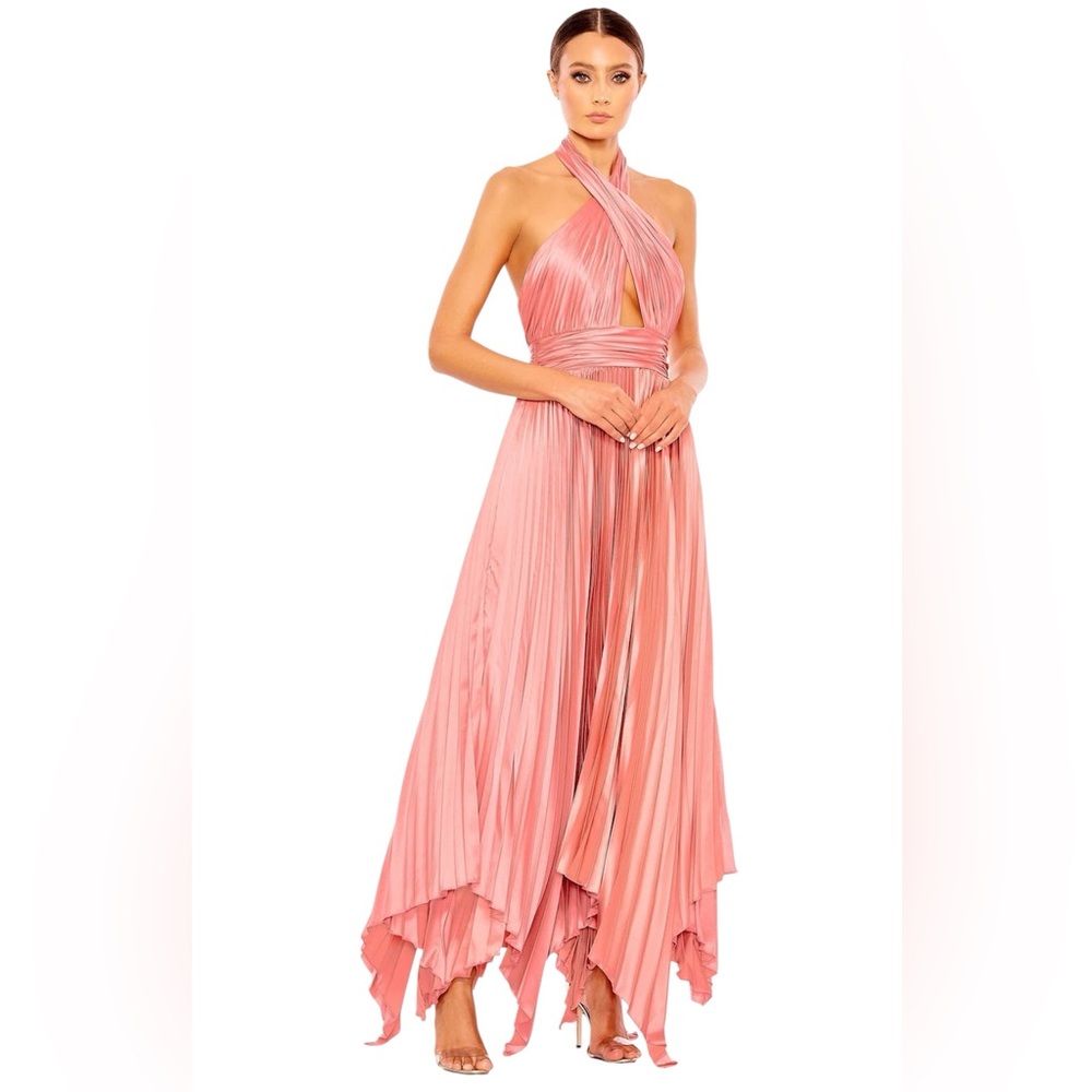 Ieena for Mac Duggal Pleated A-Line Asymmetrical Halter Size 20